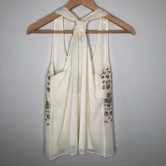 ANTHROPOLOGIE  Greylin Ivory Beaded Sheer‎ Racerback Tank Top/Cami Small - Picture 3 of 9